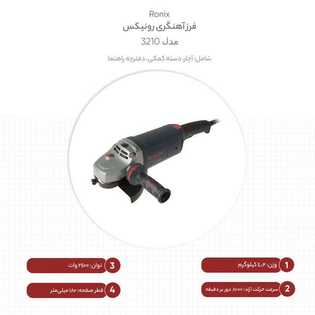 سنگ فرز 3210 رونیكس | قدرت و کارایی بالا در برش و سابیدن - تصویر